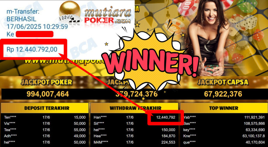 Bukti Withdraw ( 12.440.792,- ) Member Setia Mutiarapoker