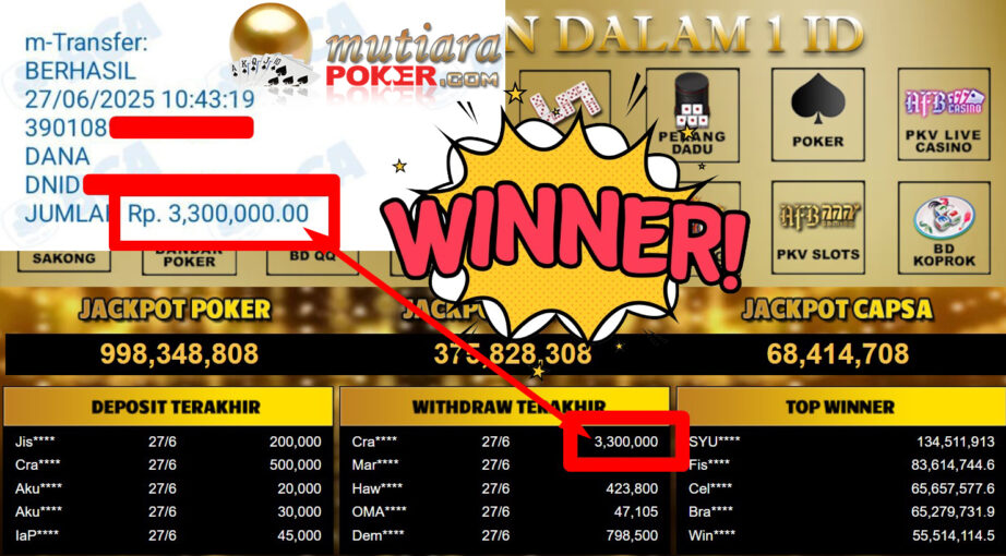 Bukti Withdraw ( 3.300.000,- ) Member Setia Mutiarapoker