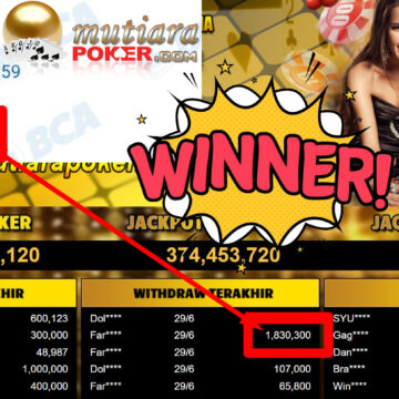 Bukti Withdraw ( 1.830.300,-) Member Setia MutiaraPoker