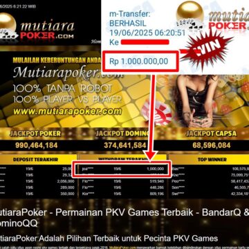 Bukti Withdraw ( 1,000,000,- ) Member Setia Mutiarapoker