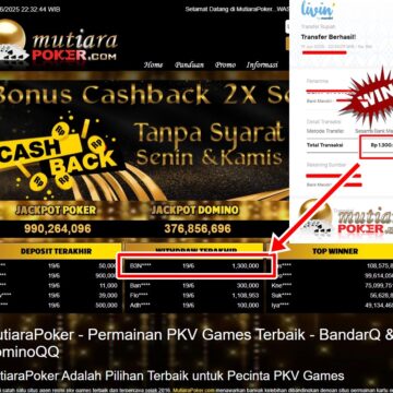 Bukti Withdraw ( 1,300,000,- ) Member Setia Mutiarapoker