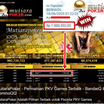 Bukti Withdraw ( 1,500,502,- ) Member Setia Mutiarapoker