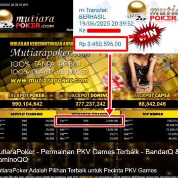 Bukti Withdraw ( 3,450,596,- ) Member Setia Mutiarapoker
