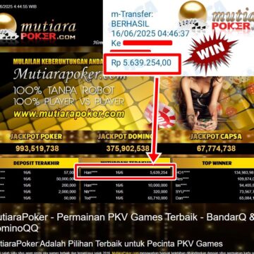 Bukti Withdraw ( 5,639,254,- ) Member Setia Mutiarapoker