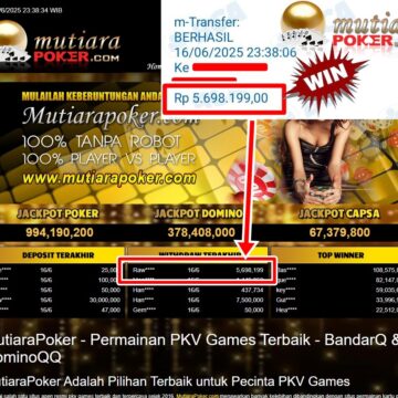 Bukti Withdraw ( 5,698,199,- ) Member Setia Mutiarapoker
