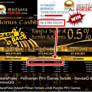 Bukti Withdraw ( 6,382,500,- ) Member Setia Mutiarapoker