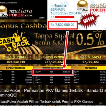 Bukti Withdraw ( 7,500,000,- ) Member Setia Mutiarapoker