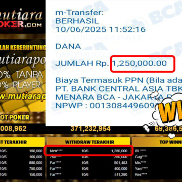 Bukti Withdraw (1,250,000,-) Member Setia Mutiarapoker