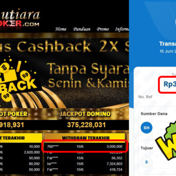 Bukti Withdraw (3,050,000,-) Member Setia Mutiarapoker