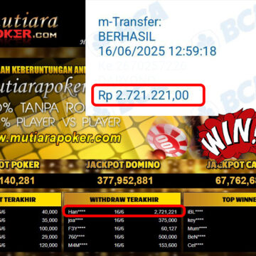 Bukti Withdraw (2,721,221,-) Member Setia Mutiarapoker