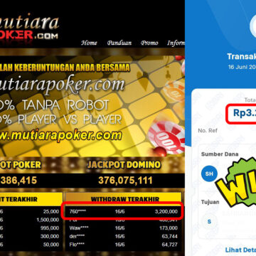 Bukti Withdraw (3,200,000,-) Member Setia Mutiarapoker