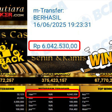 Bukti Withdraw (6,042,530,-) Member Setia Mutiarapoker