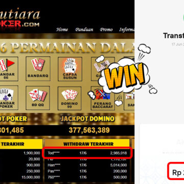 Bukti Withdraw ( 2,985,018,- ) Member Setia Mutiarapoker