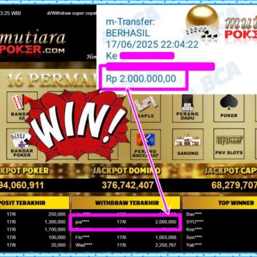 Bukti Withdraw ( 2,000,000,-) Member Setia Mutiarapoker