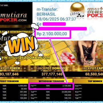 Bukti Withdraw ( 2,100,000,-) Member Setia Mutiarapoker