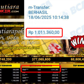 Bukti Withdraw (1,011,360,- ) Member Setia Mutiarapoker