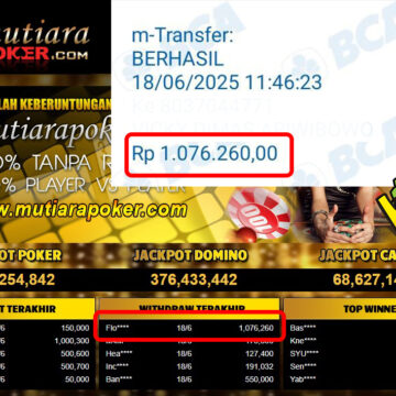 Bukti Withdraw (1,076,260,- ) Member Setia Mutiarapoker
