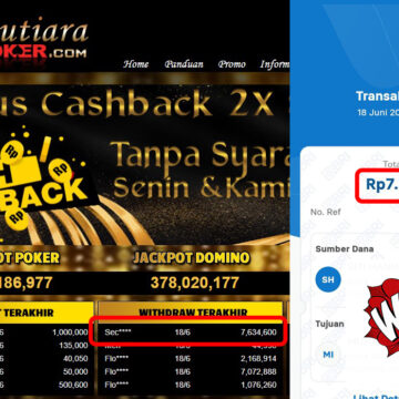 Bukti Withdraw (7,634,600,- ) Member Setia Mutiarapoker