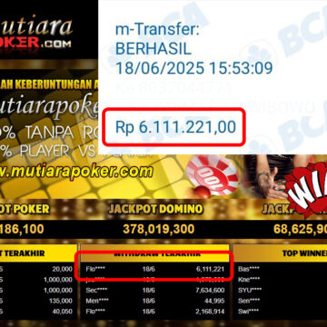 Bukti Withdraw (6,111,221,-) Member Setia Mutiarapoker