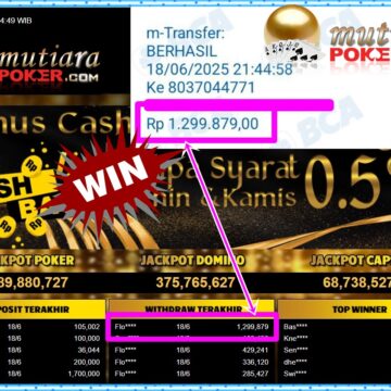 Bukti Withdraw ( 1,299,879,-) Member Setia Mutiarapoker