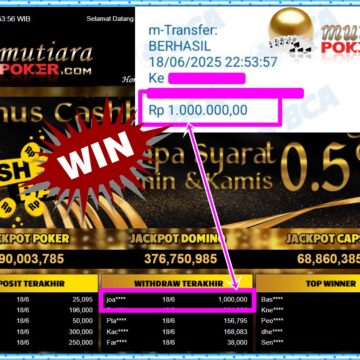 Bukti Withdraw ( 1,000,000,-) Member Setia Mutiarapoker