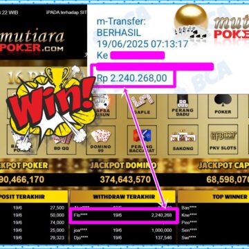 Bukti Withdraw ( 2,240,268,-) Member Setia Mutiarapoker
