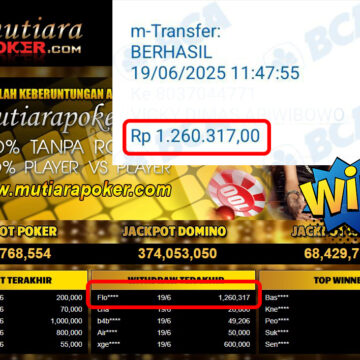 Bukti Withdraw (1,260,317,-) Member Setia Mutiarapoker
