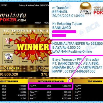 Bukti Withdraw ( 1,000,000,-) Member Setia Mutiarapoker