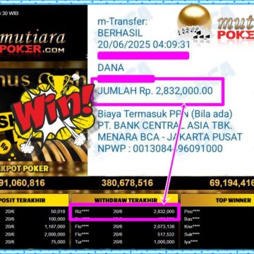 Bukti Withdraw ( 2,832,000,-) Member Setia Mutiarapoker