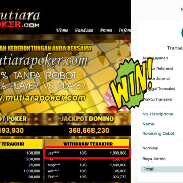 Bukti Withdraw (1,000,000,-) Member Setia Mutiarapoker