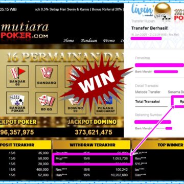 Bukti Withdraw ( 1,053,738,- ) Member Setia Mutiarapoker
