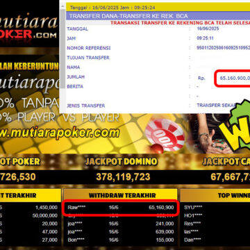 Bukti Withdraw (65,160,900,-) Member Setia Mutiarapoker