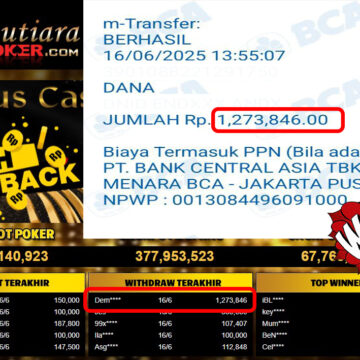 Bukti Withdraw (1,273,846,-) Member Setia Mutiarapoker