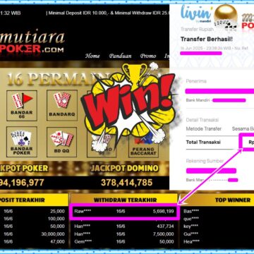 Bukti Withdraw ( 1,449,850,-) Member Setia Mutiarapoker