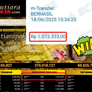 Bukti Withdraw (1,073,333,-) Member Setia Mutiarapoker