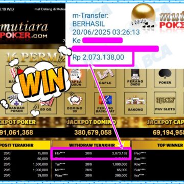 Bukti Withdraw ( 2,073,138,-) Member Setia Mutiarapoker