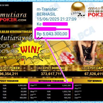 Bukti Withdraw ( 5,043,300,- ) Member Setia Mutiarapoker