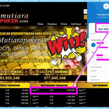 Bukti Withdraw ( 1,000,000,-) Member Setia Mutiarapoker