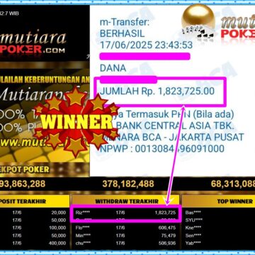 Bukti Withdraw ( 1,823,725,-) Member Setia Mutiarapoker