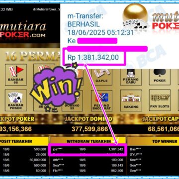 Bukti Withdraw ( 1,381,342,-) Member Setia Mutiarapoker