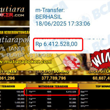 Bukti Withdraw (6,412,528,-) Member Setia Mutiarapoker