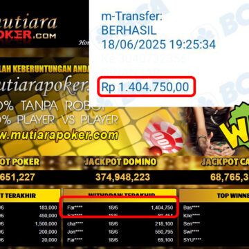 Bukti Withdraw (1,404,750,-) Member Setia Mutiarapoker