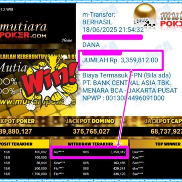 Bukti Withdraw ( 3,359,812,-) Member Setia Mutiarapoker