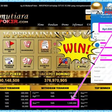 Bukti Withdraw ( 1,500,000,-) Member Setia Mutiarapoker