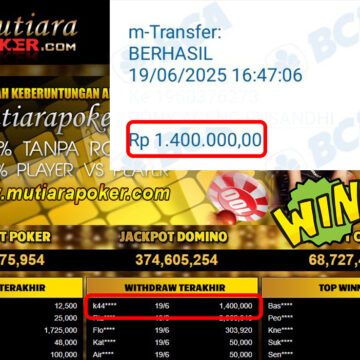 Bukti Withdraw (1,400,000,-) Member Setia Mutiarapoker