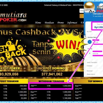 Bukti Withdraw ( 1,050,000,-) Member Setia Mutiarapoker