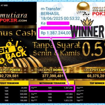 Bukti Withdraw ( 1,387,244,-) Member Setia Mutiarapoker