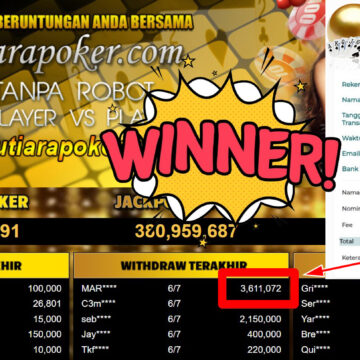 Bukti Withdraw ( 3.611.072,- ) Member Setia MutiaraPoker