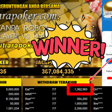 Bukti Withdraw ( 1.362.563,- ) Member Setia MutiaraPoker