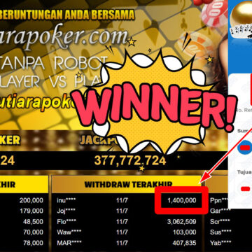 Bukti Withdraw ( 1.400.000,- ) Member Setia MutiaraPoker Bukti Withdraw ( 1.400.000,- ) Member Setia MutiaraPoker